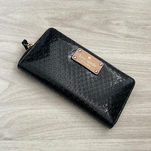 Kate Spade Black Leather Accordion Wallet
